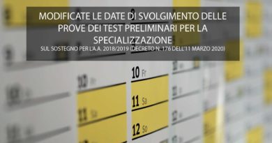 MODIFICATE LE DATE DI SVOLGIMENTO DELLE PROVE