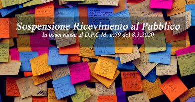 Sospensione Ricevimento al Pubblico