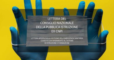 Lettera del Consiglio Nazionale della Pubblica Istruzione