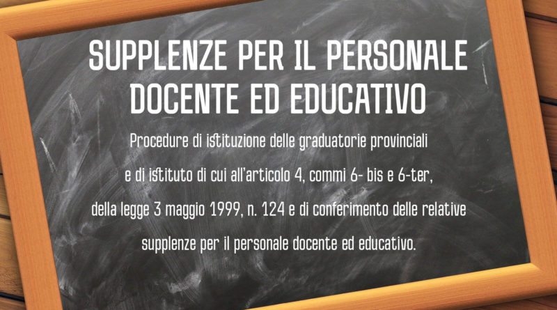 SUPPLENZE PER IL PERSONALE DOCENTE