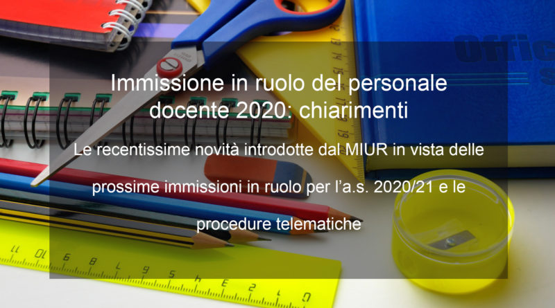 immissione in ruolo del personale docente