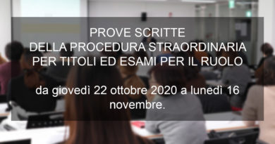 ﻿ PROVE SCRITTE DELLA PROCEDURA STRAORDINARIA