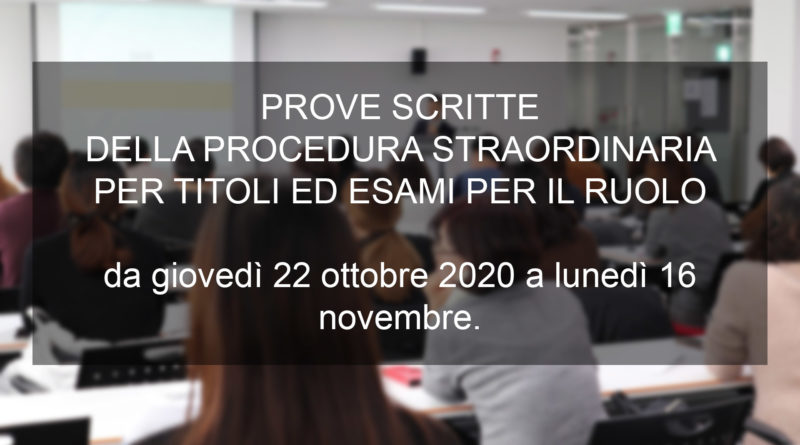 ﻿ PROVE SCRITTE DELLA PROCEDURA STRAORDINARIA