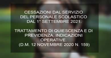 CESSAZIONI DAL SERVIZIO DEL PERSONALE SCOLASTICO