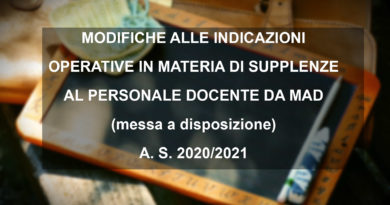 SUPPLENZE AL PERSONALE DOCENTE