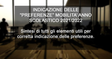 INDICAZIONE DELLE PREFERENZE MOBILITA'