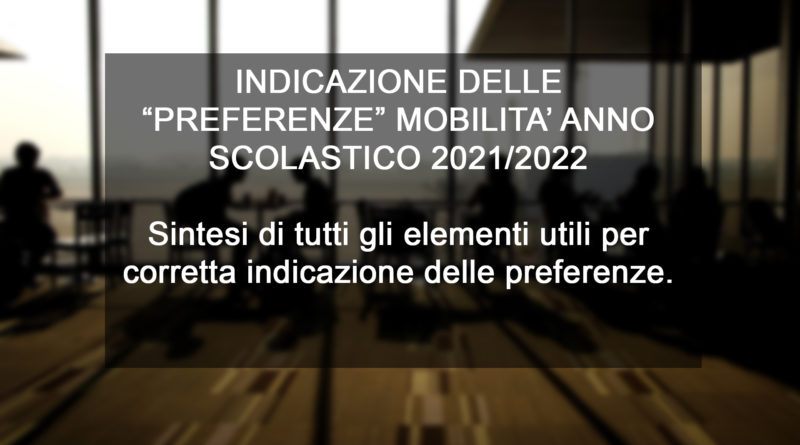 INDICAZIONE DELLE PREFERENZE MOBILITA'