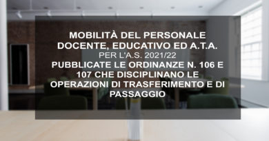 MOBILITÀ DEL PERSONALE DOCENTE