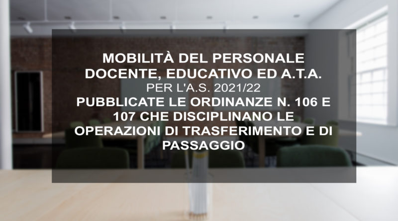 MOBILITÀ DEL PERSONALE DOCENTE