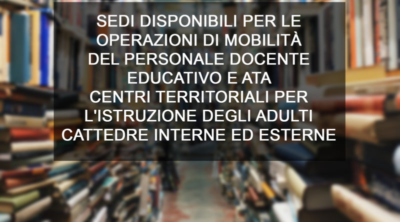 SEDI DISPONIBILI PER LE OPERAZIONI DI MOBILITà