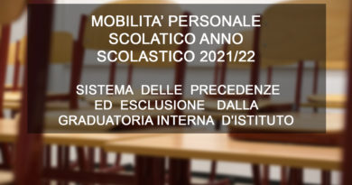 ﻿MOBILITA’ PERSONALE SCOLATICO