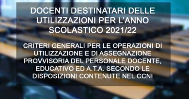 DOCENTI DESTINATARI DELLE UTILIZZAZIONI