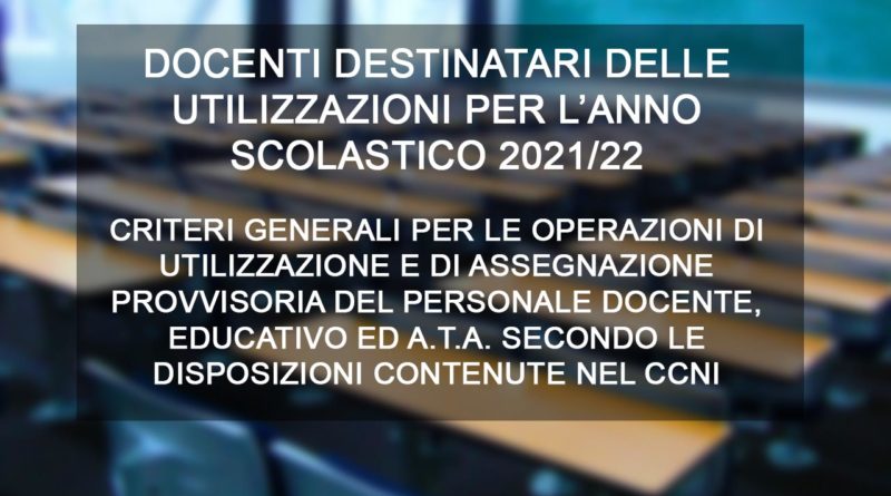 DOCENTI DESTINATARI DELLE UTILIZZAZIONI