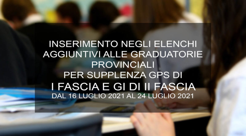 INSERIMENTO GRADUATORIE PROVINCIALI PER SUPPLENZA