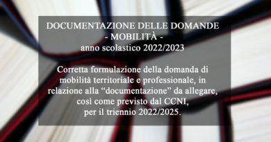 DOCUMENTAZIONE DELLE DOMANDE MOBILITÀ