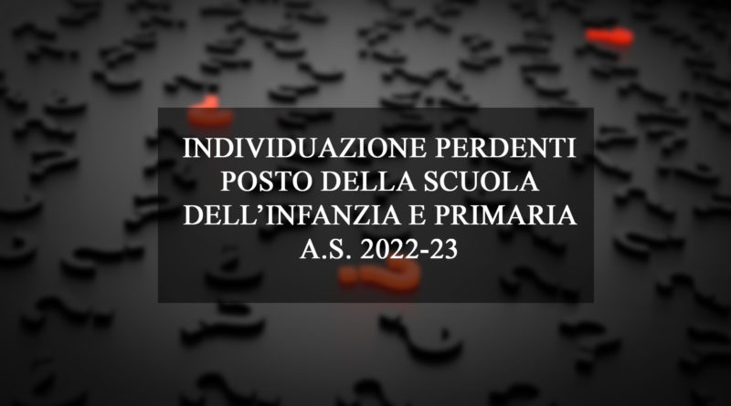 INDIVIDUAZIONE PERDENTI POSTO DELLA SCUOLA