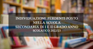 INDIVIDUAZIONE PERDENTI POSTO NELLA SCUOLA SECONDARIA DI I E II