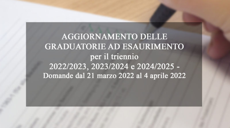 AGGIORNAMENTO DELLE GRADUATORIE AD ESAURIMENTO