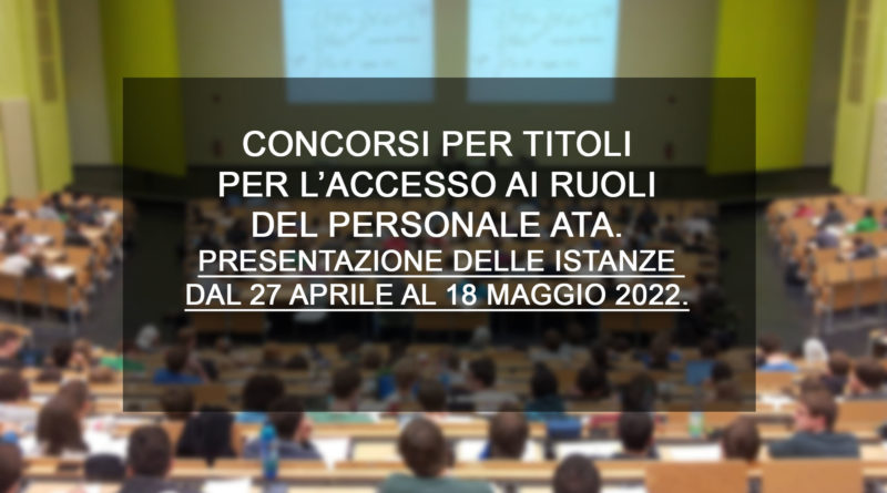 CONCORSI PER TITOLI PER PERSONALE ATA