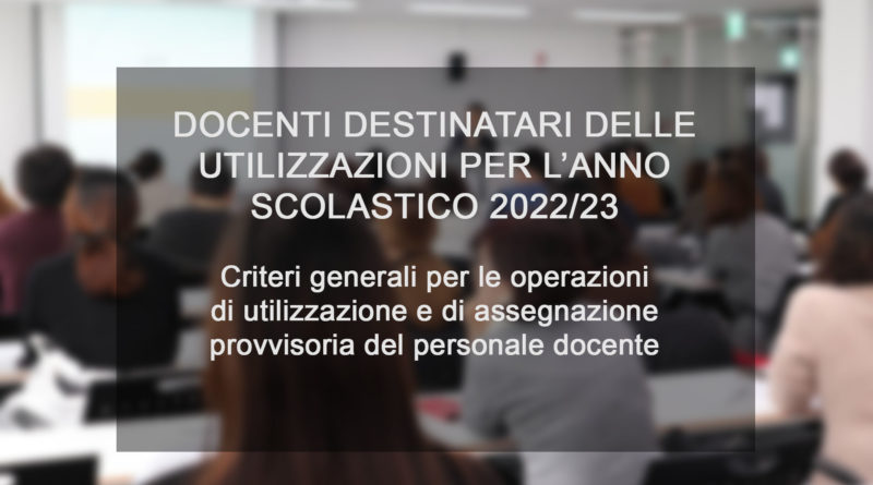 DOCENTI DESTINATARI DELLE UTILIZZAZIONI