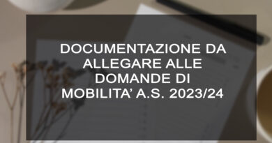 DOCUMENTAZIONE DA ALLEGARE ALLE DOMANDE DI MOBILITA_
