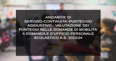 VALUTAZIONE DEI PUNTEGGI NELLE DOMANDE DI MOBILITA’