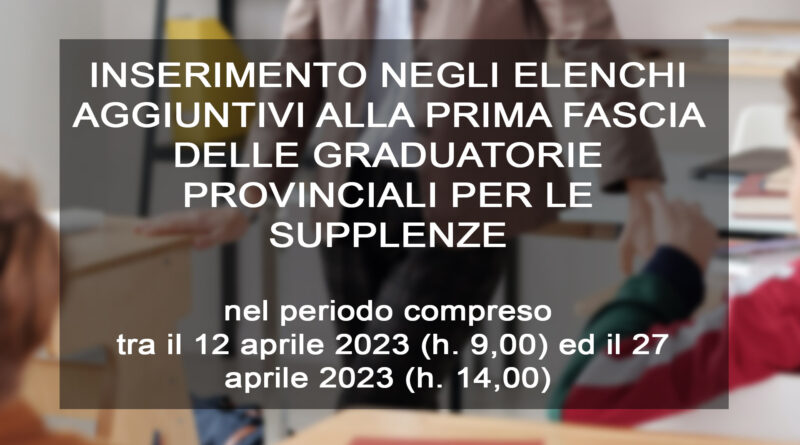 GRADUATORIE PROVINCIALI PER LE SUPPLENZE