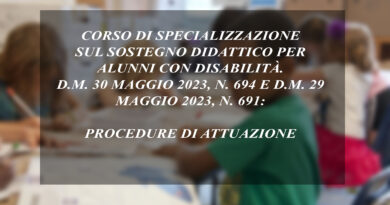 CORSO DI SPECIALIZZAZIONE SUL SOSTEGNO DIDATTICO PER ALUNNI CON DISABILITÀ