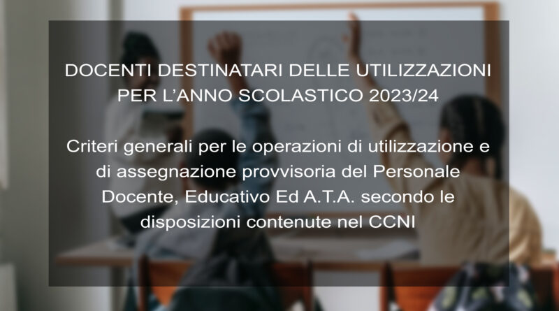 DOCENTI DESTINATARI DELLE UTILIZZAZIONI