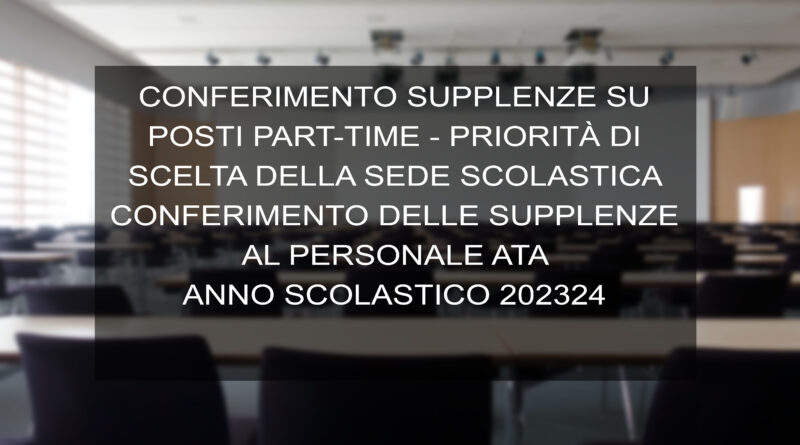 CONFERIMENTO SUPPLENZE SU POSTI PART-TIME