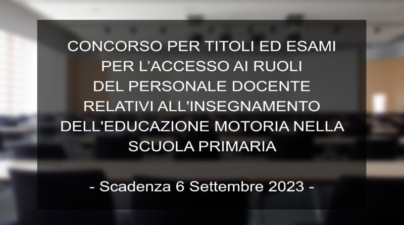 CONCORSO PER TITOLI ED ESAMI PER L’ACCESSO AI RUOLI DEL PERSONALE DOCENTE