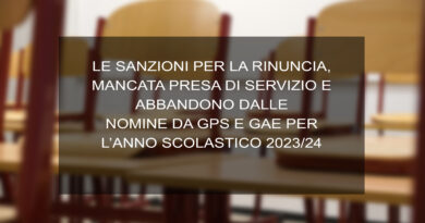 LE SANZIONI PER LA RINUNCIA MANCATA PRESA DI SERVIZIO