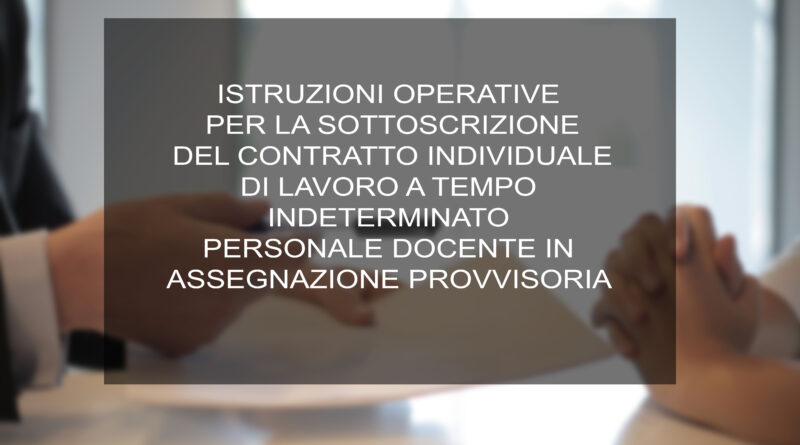 CONTRATTO INDIVIDUALE DI LAVORO A TEMPO INDETERMINATO PERSONALE DOCENTE