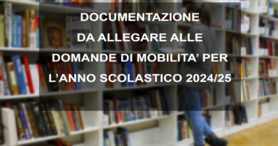 DOCUMENTAZIONE DA ALLEGARE ALLE DOMANDE DI MOBILITA