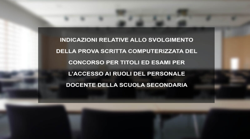 SVOLGIMENTO DELLA PROVA SCRITTA COMPUTERIZZATA