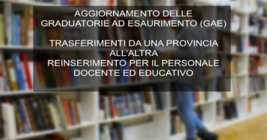AGGIORNAMENTO DELLE GRADUATORIE AD ESAURIMENTO