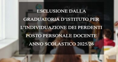 ESCLUSIONE DALLA GRADUATORIA D’ISTITUTO