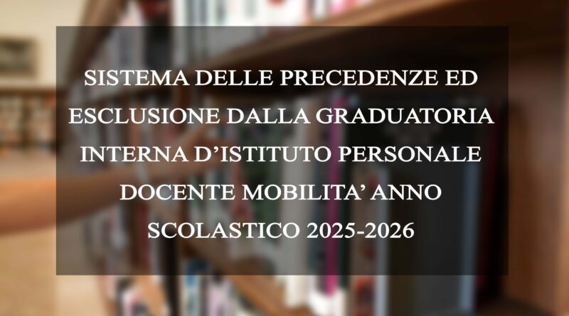SISTEMA DELLE PRECEDENZE ED ESCLUSIONE DALLA GRADUATORIA INTERNA