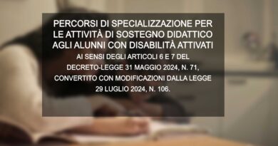 PERCORSI DI SPECIALIZZAZIONE PER LE ATTIVITÀ DI SOSTEGNO