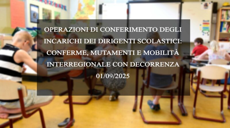 OPERAZIONI DI CONFERIMENTO DEGLI INCARICHI DEI DIRIGENTI SCOLASTICI