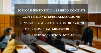 SCIOGLIMENTO DELLA RISERVA DOCENTI