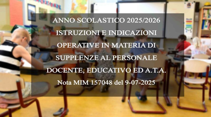INDICAZIONI OPERATIVE IN MATERIA DI SUPPLENZE AL PERSONALE