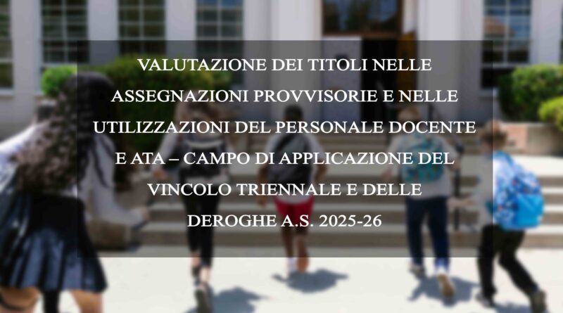 VALUTAZIONE DEI TITOLI NELLE ASSEGNAZIONI PROVVISORIE