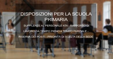 DISPOSIZIONI PER LA SCUOLA PRIMARIA